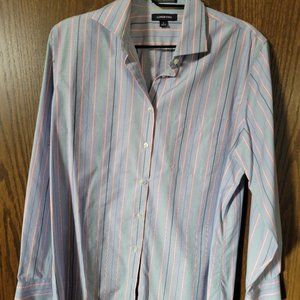 NWOT Lands End Striped No Iron Broadcloth Size 14 Women's Blouse